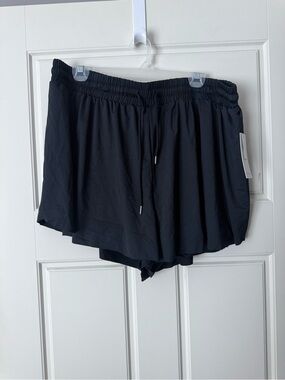 Women's Ultra Flirt Black Double Layered Elastic Waist Shorts